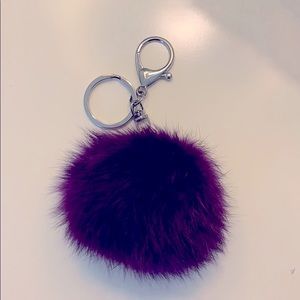 *New* Purple Faux Fur Pom Pom key chain/ bag charm